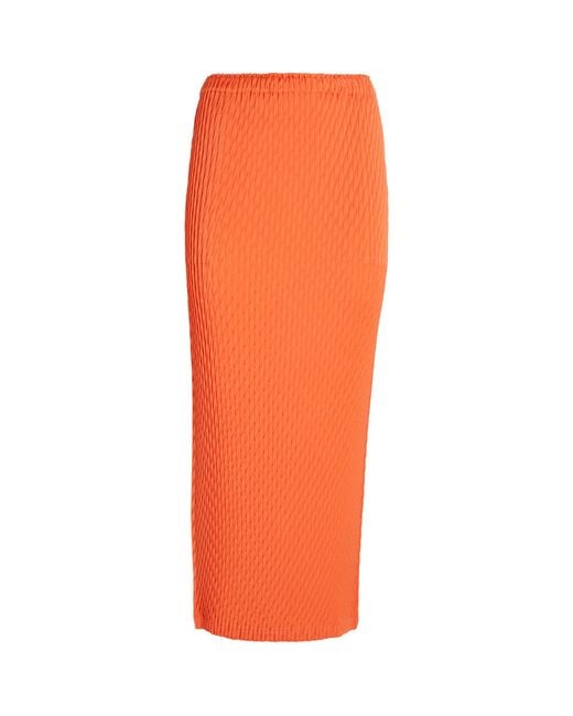Issey Miyake Orange Diffused Pleats Maxi Skirt