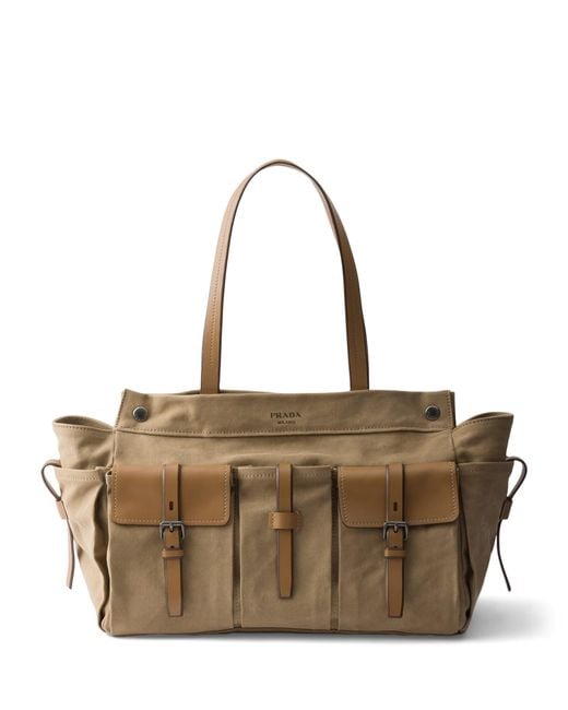 Prada Brown Cotton-Leather Route Tote Bag for men
