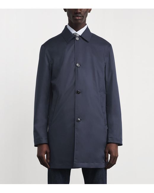 Canali Blue Water-Resistant Overcoat for men