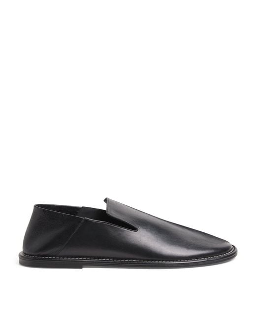 AMI Black Leather Slippers for men