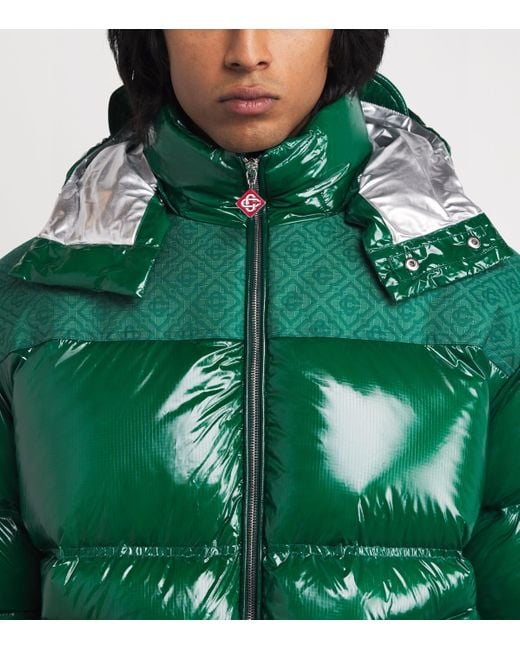 Casablanca Green Down Monogram Puffer Jacket for men