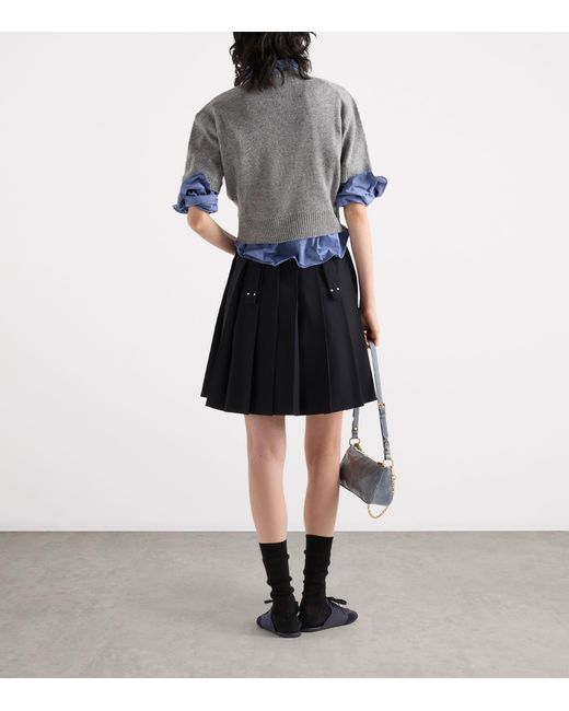 Prada Gray Wool-Cashmere Logo Sweater