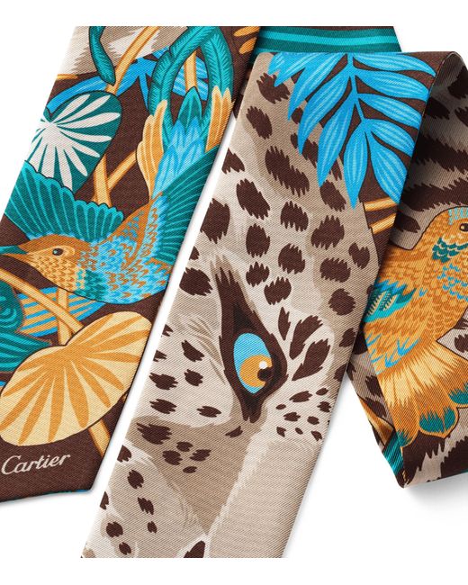 Cartier Blue Silk Panthère Jungle Scarf