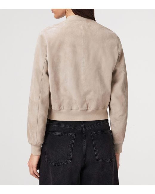AllSaints Natural Suede Orten Bomber Jacket