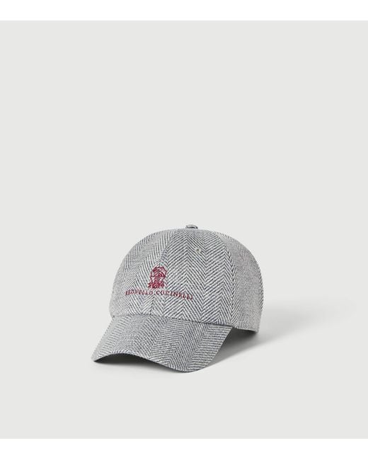 Brunello Cucinelli Gray Wool-Alpaca Baseball Cap for men