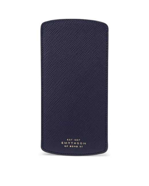 Smythson Blue Leather Panama Glasses Pouch