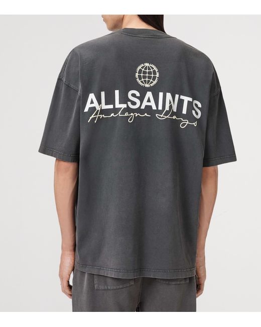 AllSaints Gray Organic Cotton Emblem Hoodie for men