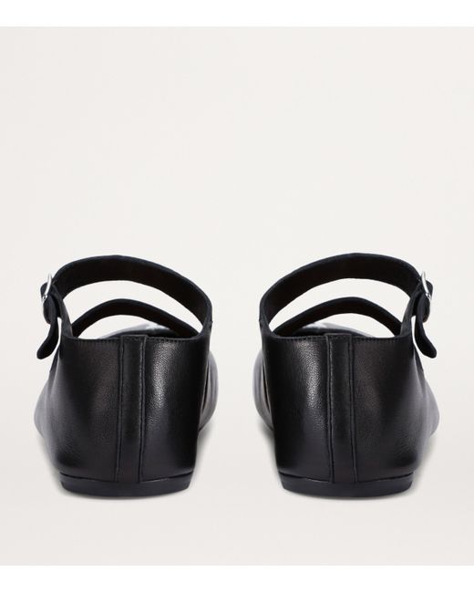 Maison Margiela Black Leather Tabi Strap Ballerina Flats