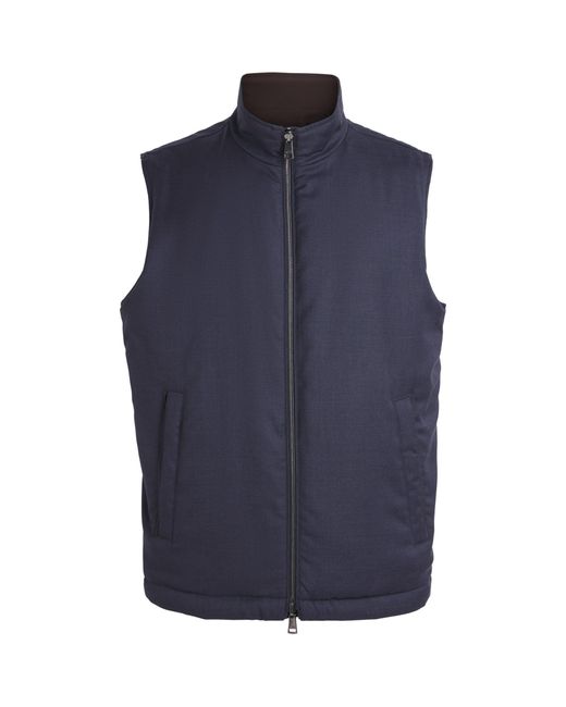 Paul & Shark Blue Virgin Wool Reversible Gilet for men