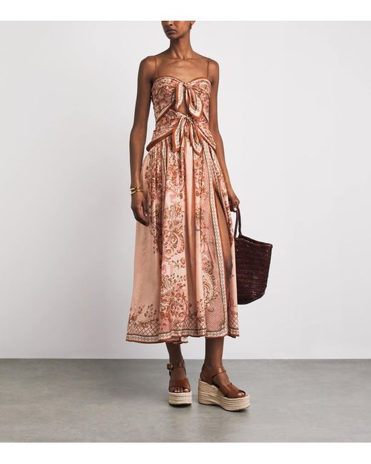 Zimmermann Pink Silk Paisley Aster Midi Dress
