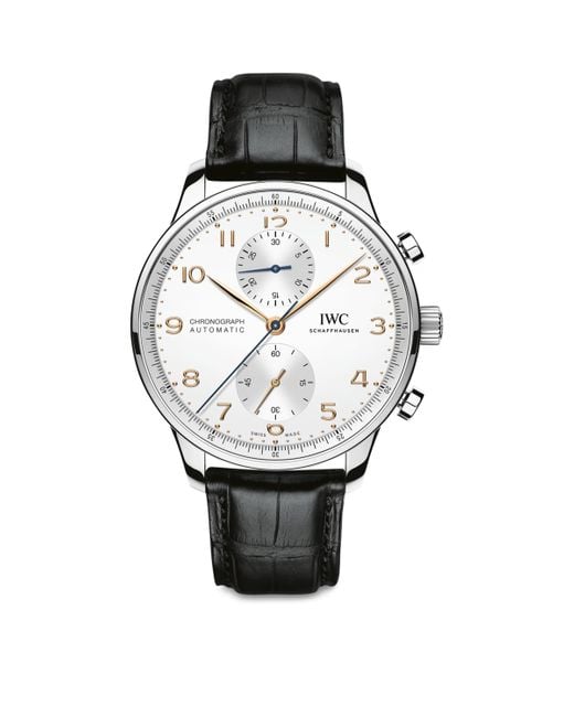 Iwc Gray Stainless Steel Portugieser Chronograph Watch for men