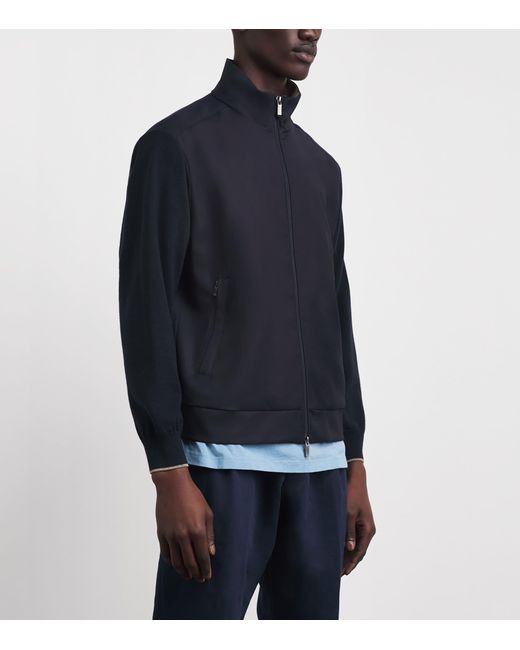 Paul & Shark Blue Wool Bomber Jacket for men