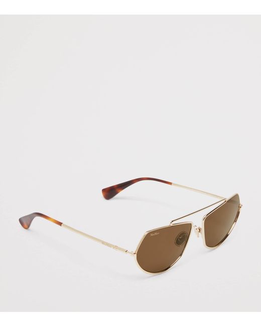 Max Mara Brown Metal Square Sunglasses