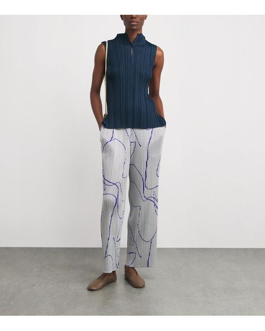 Pleats Please Issey Miyake Blue Mellow Pleats Top