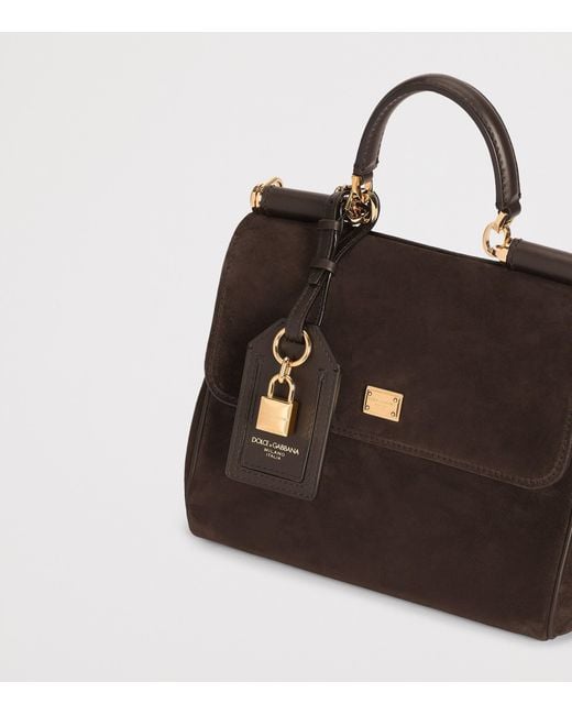Dolce & Gabbana Black Suede My Sicily Top-Handle Bag
