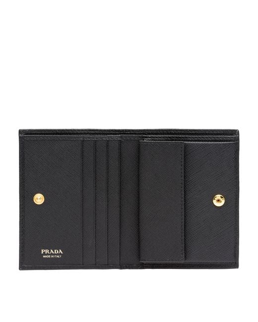 Prada Black Small Saffiano Leather Bifold Wallet