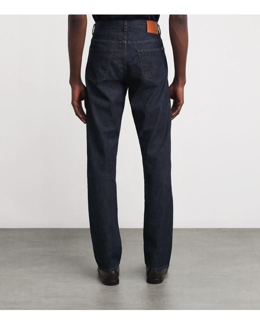 Canali Blue Straight Jeans for men