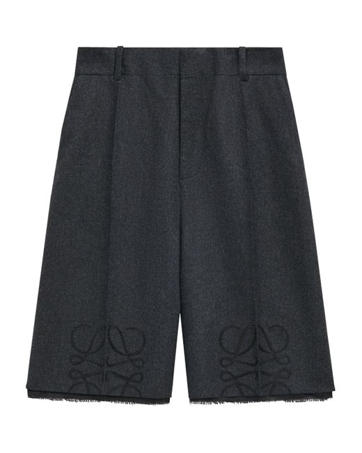 Loewe Black Wool-Cashmere Anagram Shorts