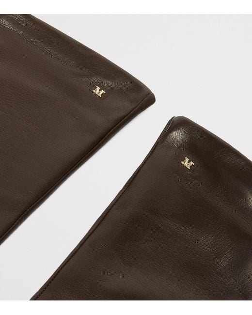Max Mara Brown Lambskin Long Gloves