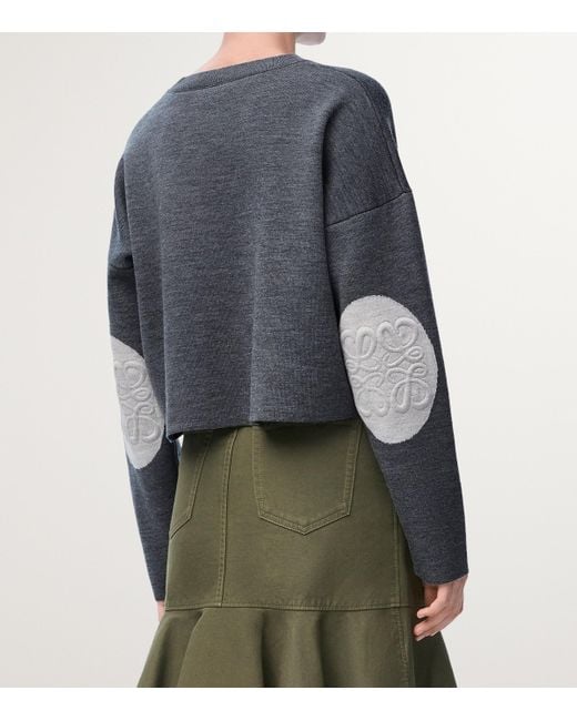 Loewe Blue Wool-Blend Anagram Cropped Sweater