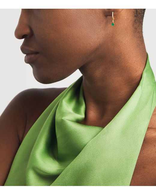 Suzanne Kalan Metallic Diamond And Emerald Classic Dangle Drop Huggie Earrings