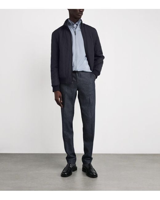 Pal Zileri Blue Reversible Bomber Jacket for men