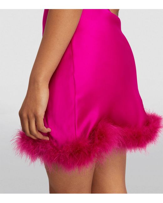 Gilda & Pearl Pink Silk Feather-trim Kitty Slip Dress