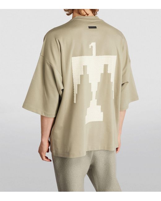 Fear Of God Natural Embroidered Oversized Milano T-shirt for men