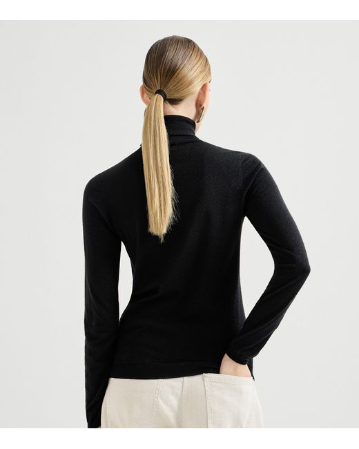 Brunello Cucinelli Black Cashmere-Silk-Blend Rollneck Sweater