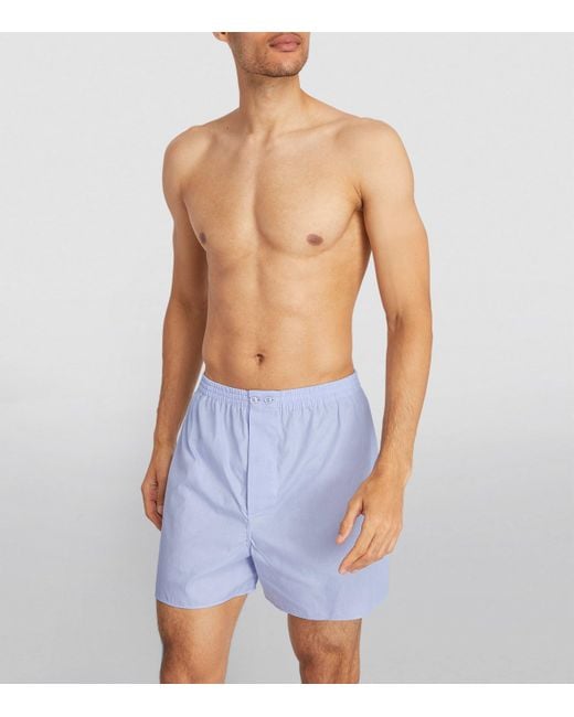 Zimmerli of Switzerland Blue Cotton Woven Boxers for men