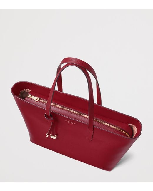 Aspinal Red Leather East West Tote Bag