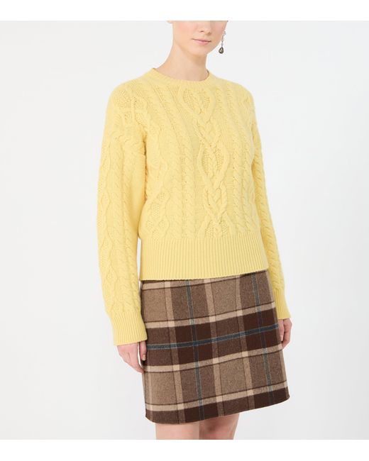 Weekend by Maxmara Yellow Wool Cable Knit Sweater