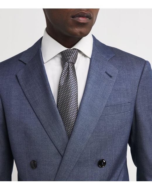 Giorgio Armani Blue Silk Geometric Jacquard Tie for men