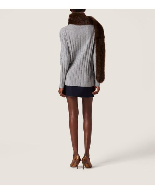 Miu Miu Blue Wool-Cashmere Reversible Mini Skirt