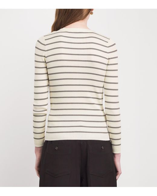 Sandro Natural Ribbed Stripe Cardigan