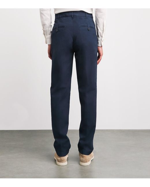 Eleventy Blue Stretch-Cotton Chinos for men