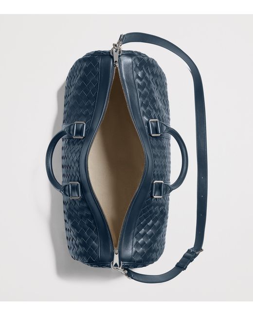 Bottega Veneta Blue Leather Intrecciato Duffle Bag for men