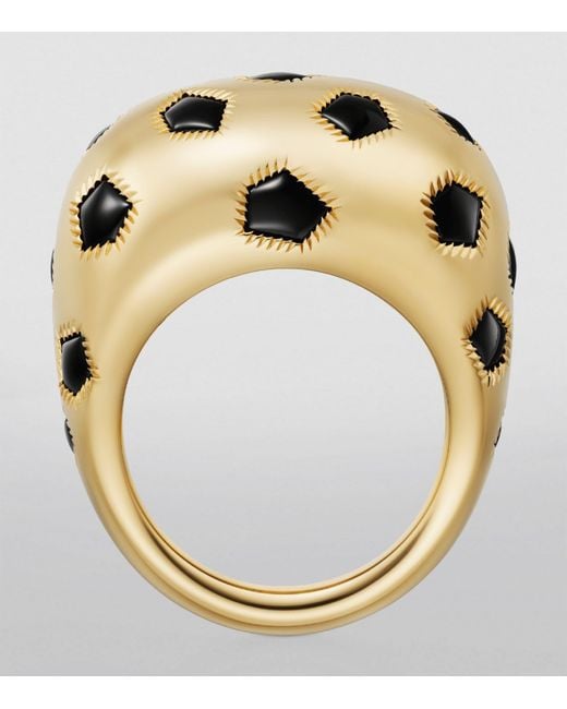 Cartier Metallic Yellow Gold And Onyx Panthère De Ring