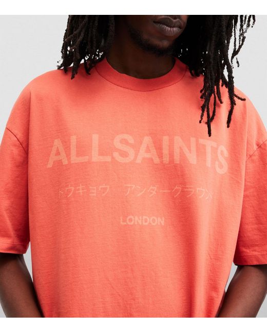 AllSaints Orange Organic Cotton Laser T-shirt for men