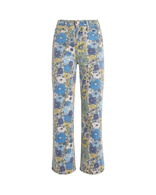 Mother Blue Floral The Rambler Straight Jeans