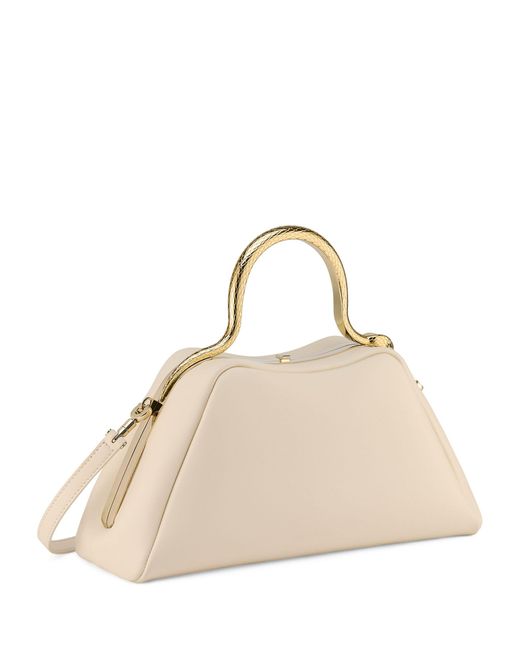 BVLGARI Natural Small Leather Serpentine Top Handle Bag