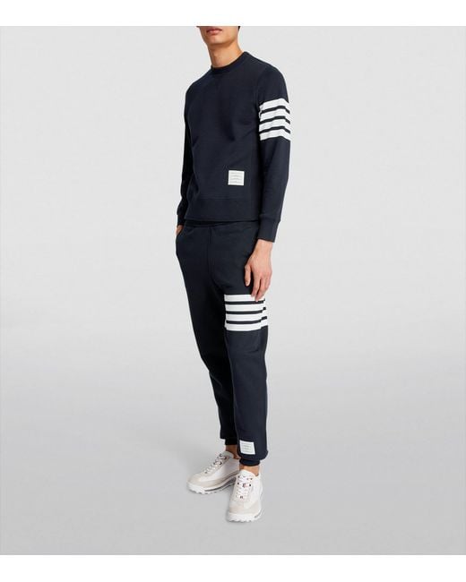 Thom Browne Blue Four-Stripe Sweatpants for men