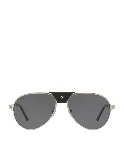 Cartier Gray Santos De Pilot Sunglasses for men