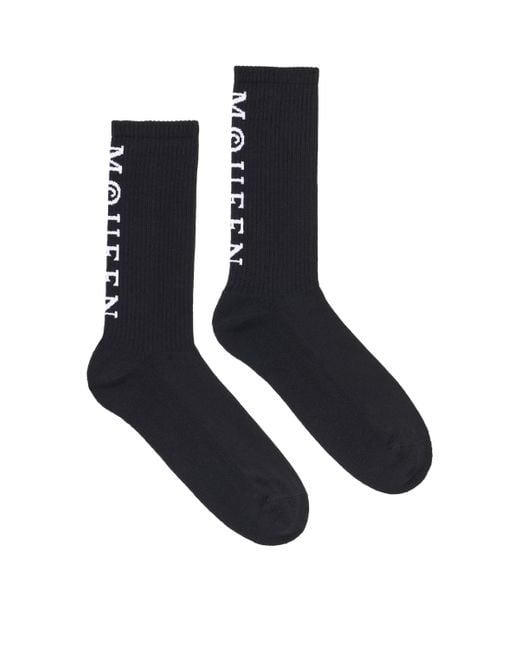 McQueen Blue Cotton-Blend Logo Socks for men