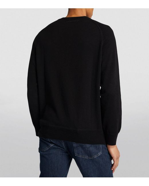 7 For All Mankind Black Cotton-wool Crew-neck Sweater for men
