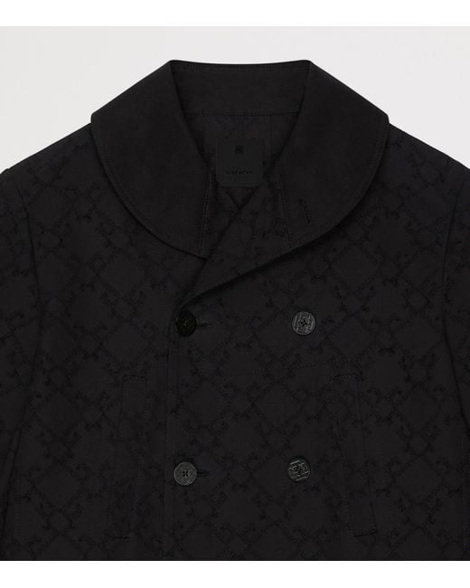 Givenchy Black Cotton Monogram 72 Pea Coat for men