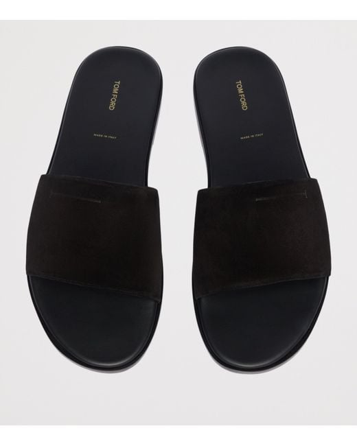 Tom Ford Black Suede T Slides for men