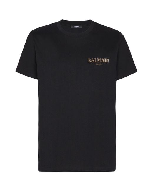 Balmain Black Cotton Vintage Logo T-Shirt for men