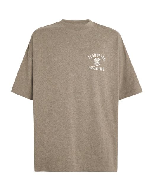 Fear Of God Gray University Crest Logo T-Shirt for men