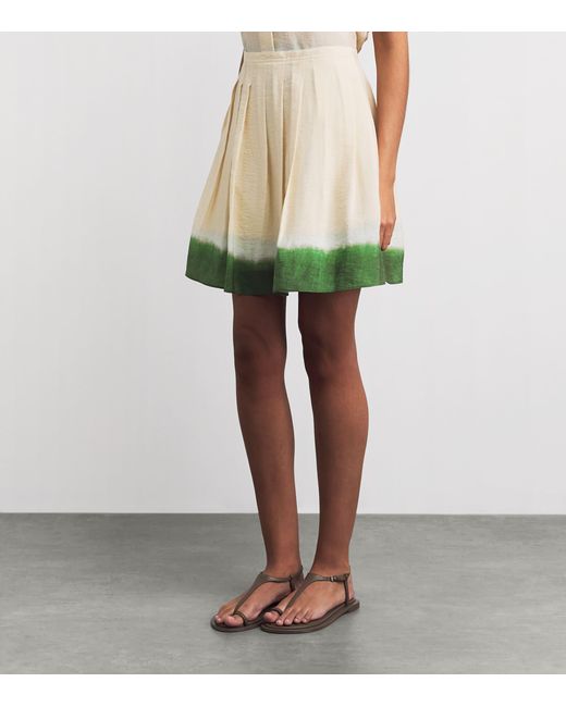 Vince Green Dip Dye Pleated Midi Skirt
